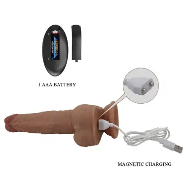 Jonathan Vibrador Realístico con Empuje Marrón Control