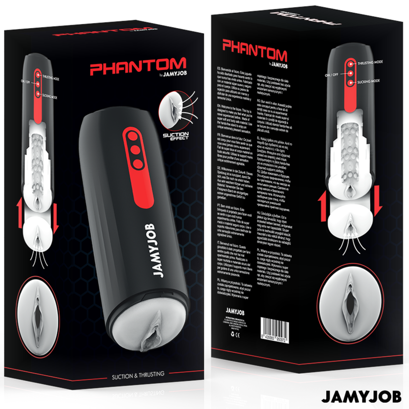 JAMYJOB - PHANTOM MASTURBADOR VAGINA AUTOMÁTICO 5 MODOS SUCCIONADOR Y EMPUJE 