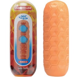 PRETTY LOVE - TWIN BALLS MASTURBADOR MASCULINO NARANJA PRETTY LOVE FLIRTATION