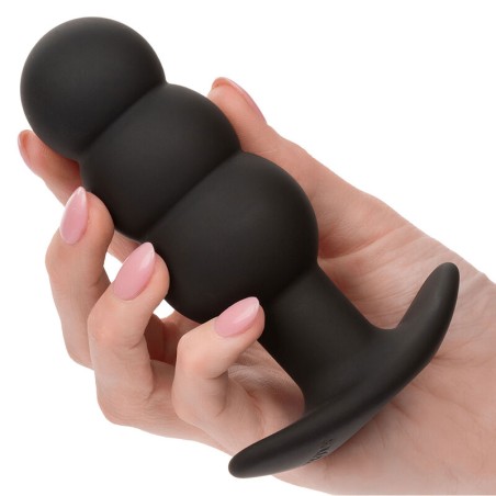 CALEXOTICS - ROCK BOTTOM PLUG ANAL CON CUENTAS 10 VIBRACIONES SILICONA NEGRO CALEXOTICS