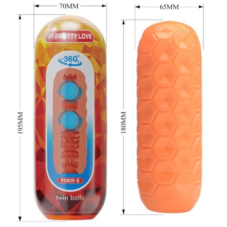 PRETTY LOVE - TWIN BALLS MASTURBADOR MASCULINO NARANJA PRETTY LOVE FLIRTATION