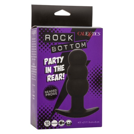 CALEXOTICS - ROCK BOTTOM PLUG ANAL CON CUENTAS 10 VIBRACIONES SILICONA NEGRO CALEXOTICS