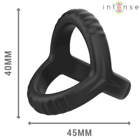 INTENSE - CARSON ANILLO DOBLE PARA PENE SILICONA NEGRO MODELO 4 INTENSE COUPLES TOYS