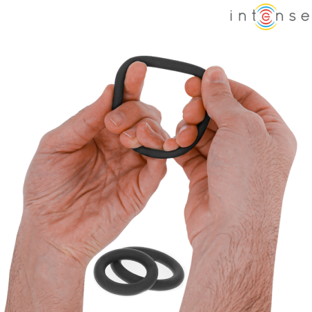 INTENSE - HUGH 3 ANILLOS BÁSICOS PARA PENE SILICONA NEGRO INTENSE COUPLES TOYS