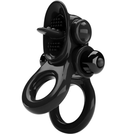 PRETTY LOVE - PASSIONATE RING DOBLE ANILLO VIBRADOR + ESTIMULADOR CLÍTORIS NEGRO PRETTY LOVE