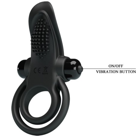 PRETTY LOVE - DOBLE ANILLO VIBRADOR + ESTIMULADOR CLÍTORIS 10 VIBRACIONES NEGRO PRETTY LOVE
