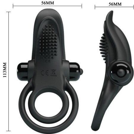 PRETTY LOVE - DOBLE ANILLO VIBRADOR + ESTIMULADOR CLÍTORIS 10 VIBRACIONES NEGRO PRETTY LOVE