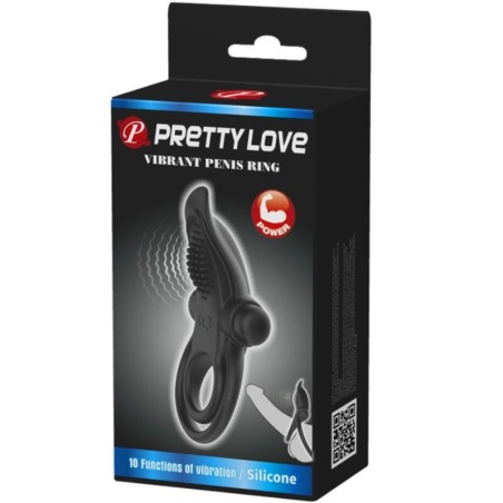 PRETTY LOVE - DOBLE ANILLO VIBRADOR + ESTIMULADOR CLÍTORIS 10 VIBRACIONES NEGRO PRETTY LOVE