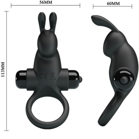 PRETTY LOVE - ANILLO VIBRADOR + ESTIMULADOR RABBIT CLÍTORIS 10 VIBRACIONES NEGRO PRETTY LOVE
