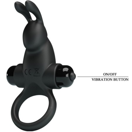 PRETTY LOVE - ANILLO VIBRADOR + ESTIMULADOR RABBIT CLÍTORIS 10 VIBRACIONES NEGRO PRETTY LOVE