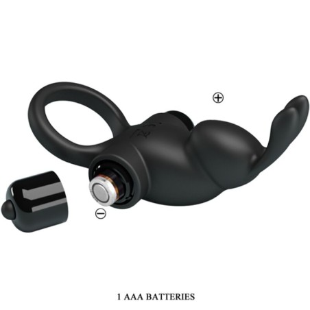 PRETTY LOVE - ANILLO VIBRADOR + ESTIMULADOR RABBIT CLÍTORIS 10 VIBRACIONES NEGRO PRETTY LOVE