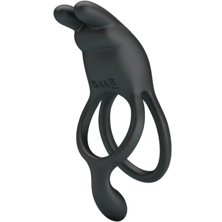 PRETTY LOVE - SETH DOBLE ANILLO VIBRADOR RABBIT 7 VIBRACIONES NEGRO PRETTY LOVE