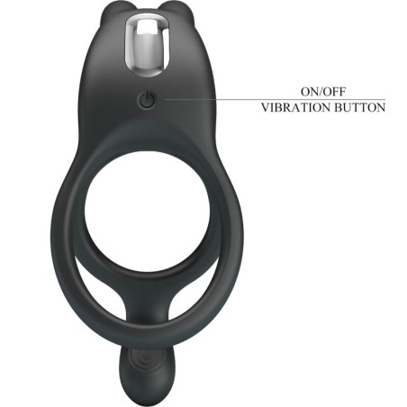 PRETTY LOVE - SETH DOBLE ANILLO VIBRADOR RABBIT 7 VIBRACIONES NEGRO PRETTY LOVE