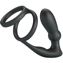 PRETTY LOVE - EMONI ANILLO PENE + PLUG ANAL 12 VIBRACIONES NEGRO PRETTY LOVE