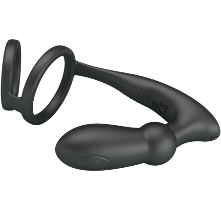 PRETTY LOVE - EMONI ANILLO PENE + PLUG ANAL 12 VIBRACIONES NEGRO PRETTY LOVE