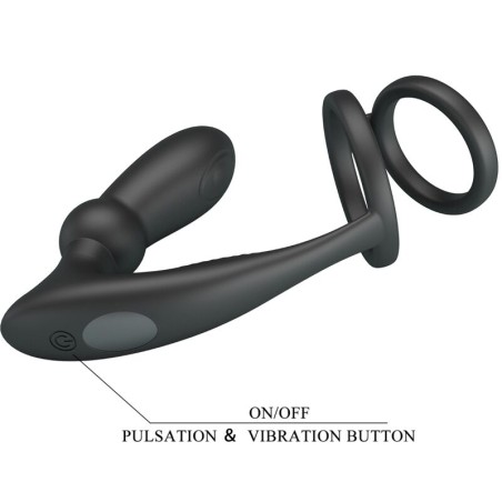 PRETTY LOVE - EMONI ANILLO PENE + PLUG ANAL 12 VIBRACIONES NEGRO PRETTY LOVE