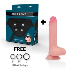 ROCKARMY - ARNÉS + LIQUID SILICONE DILDO PREMIUM MUSTANG 18 CM -O- 4.14 CM 2