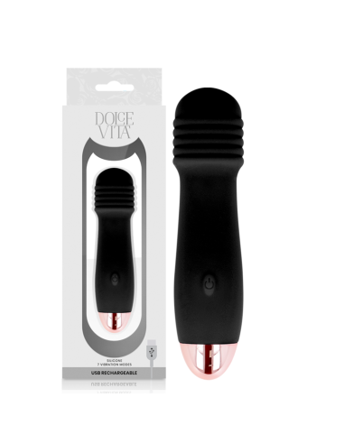 DOLCE VITA - VIBRADOR RECARGABLE TRES NEGRO 7 VELOCIDADES 