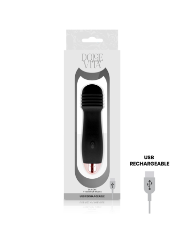 DOLCE VITA - VIBRADOR RECARGABLE TRES NEGRO 7 VELOCIDADES 