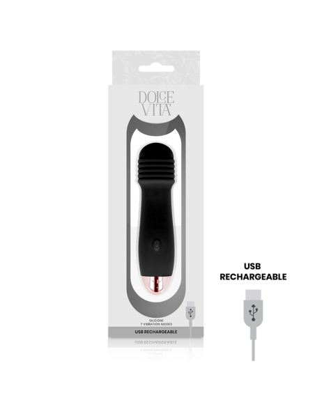 DOLCE VITA - VIBRADOR RECARGABLE TRES NEGRO 7 VELOCIDADES 