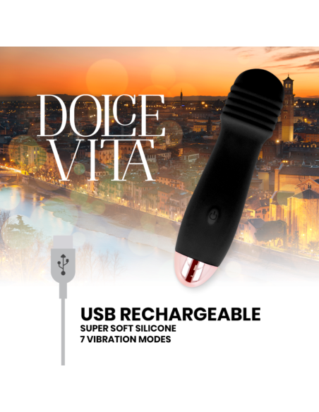 DOLCE VITA - VIBRADOR RECARGABLE TRES NEGRO 7 VELOCIDADES 