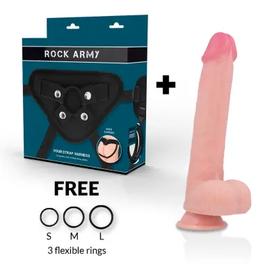 Arnés + Liquid Silicone Dildo Premium Kingcobra 24 cm