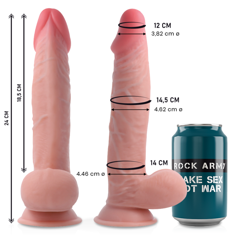 ROCKARMY - SHERMAN DILDO REALISTA DUAL DENSITY 24 CM -O- 4.62 CM 