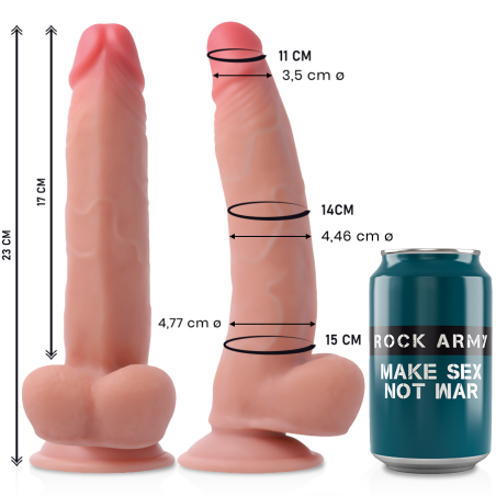 ROCKARMY - LEOPARD DILDO REALISTA DUAL DENSITY 23 CM -O- 4.77 CM ROCK ARMY