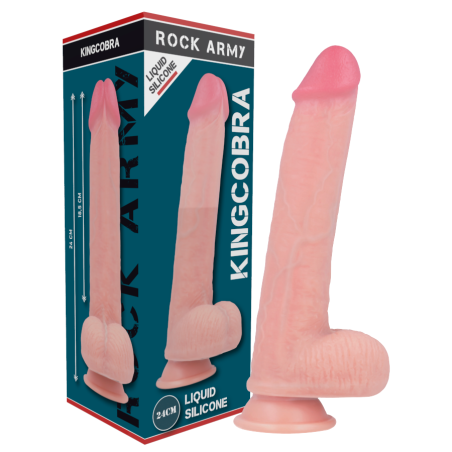 ROCKARMY - KINGCOBRA DILDO REALÍSTICO LIQUID SILICONE 24 CM -O- 4.77 CM ROCK ARMY
