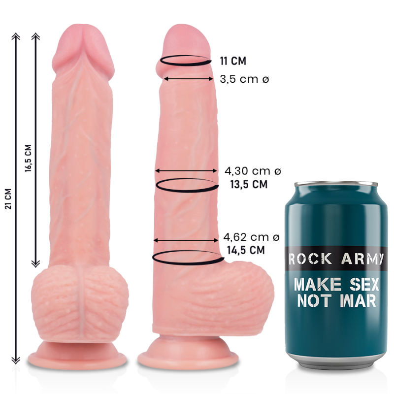 ROCKARMY - SPITFIRE DILDO REALÍSTICO LIQUID SILICONE 21 CM -O- 4.62 CM 