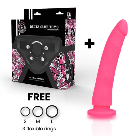 Toys Arnes + Dildo Rosa Silicona Medica 17 cm Ø 3 cm