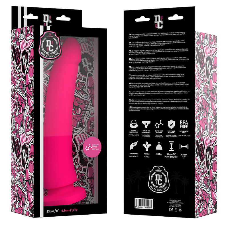 DELTA CLUB - DILDO REALISTA ROSA SILICONA MEDICA 23 CM -O- 4.5 CM 