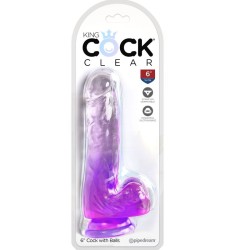 KING COCK - CLEAR PENE REALÍSTICO CON TESTÍCULOS 13.5 CM MORADO KING COCK 2