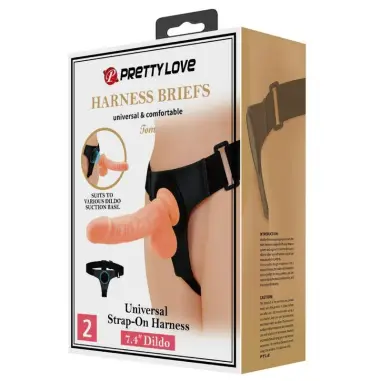 Harness Briefs Arnés Universal con Dildo Tom 20 cm Natural