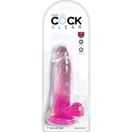 KING COCK - CLEAR PENE REALÍSTICO CON TESTÍCULOS 15.2 CM ROSA KING COCK
