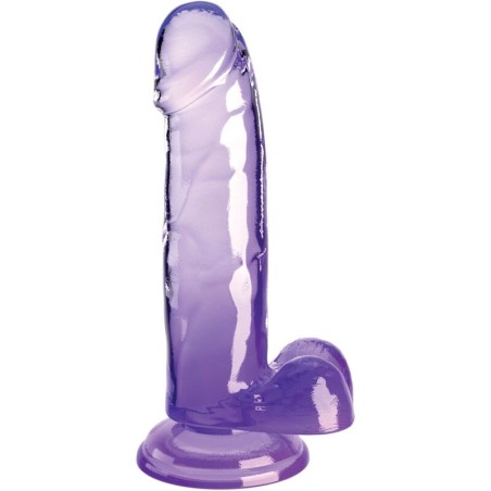 KING COCK - CLEAR PENE REALÍSTICO CON TESTÍCULOS 15.2 CM MORADO KING COCK
