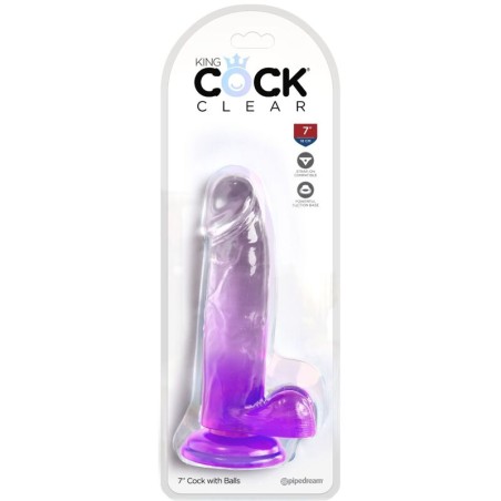 KING COCK - CLEAR PENE REALÍSTICO CON TESTÍCULOS 15.2 CM MORADO KING COCK
