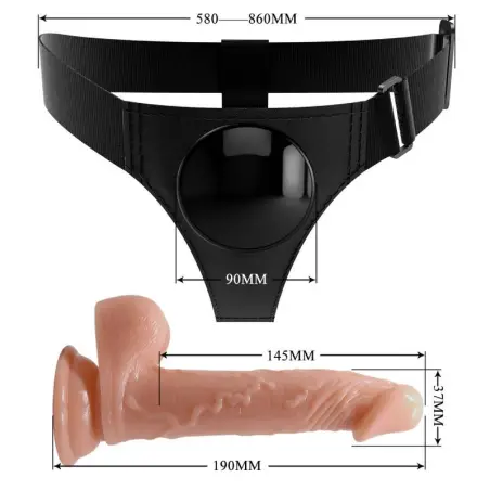 Harness Briefs Arnés Universal con Dildo Kevin 19 cm Natural