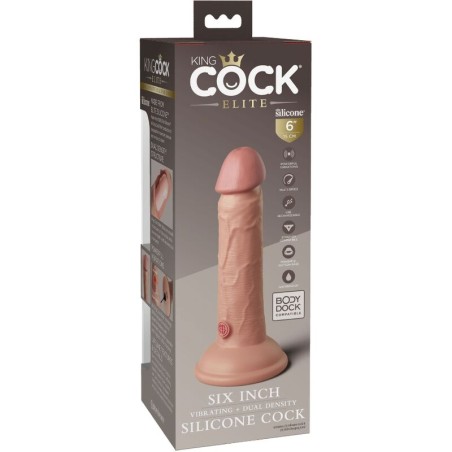 KING COCK - ÉLITE DILDO REALÍSTICO VIBRADOR & SILICONA 15.2 CM KING COCK