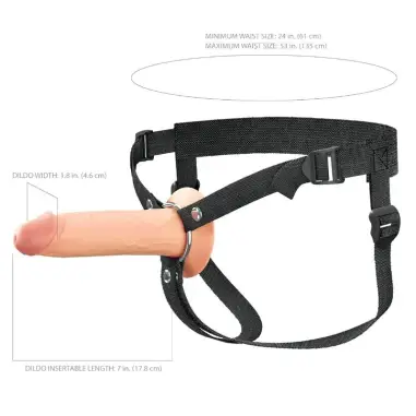 Arnés con Dildo Hueco de Silicona 20,3 cm - Tacto Realista