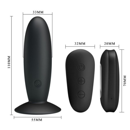 MR PLAY - PLUG ANAL CON VIBRACIÓN NEGRO CONTROL REMOTO MR PLAY
