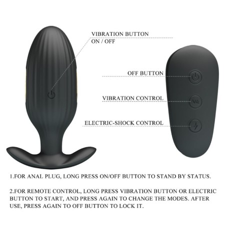 PRETTY LOVE - KELLY PLUG ANAL VIBRADOR RECARGABLE NEGRO PRETTY LOVE BOTTOM