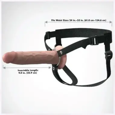 Arnés con Dildo Hueco Realístico Elite 24.1 cm - Ajustable