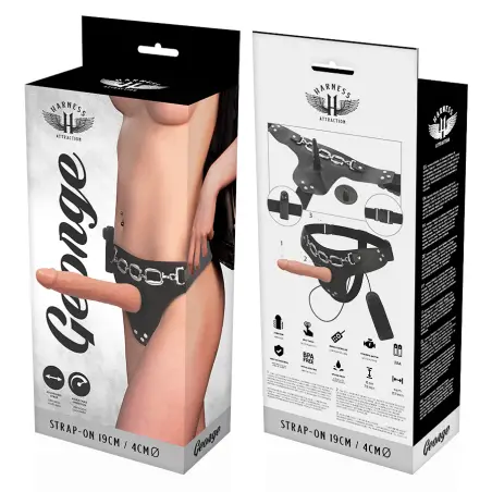 Arnés George Realístico Vibrador 19 cm Ø 4 cm - Vegano