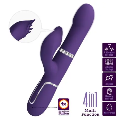 Zalin Vibrador Rabbit Perlas 4 en 1 Morado | Pretty Love