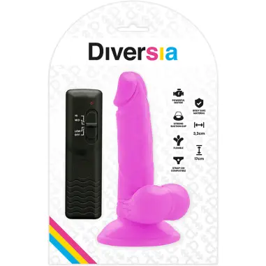Dildo Realístico Flexible con Vibración Morado 17 cm
