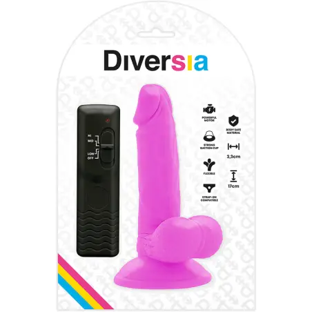 Dildo Realístico Flexible con Vibración Morado 17 cm