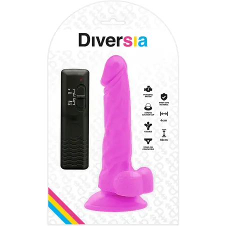 Dildo Realístico Flexible con Vibración Lila 18 cm Ø 4 cm