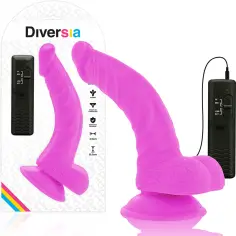 DIVERSIA - DILDO REALÍSTICO FLEXIBLE CON VIBRACIÓN LILA 21.5 CM -O- 4.5 CM 2