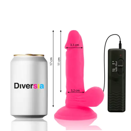 Dildo Realístico Flexible con Vibración Rosa 17 cm Ø 3.3 cm